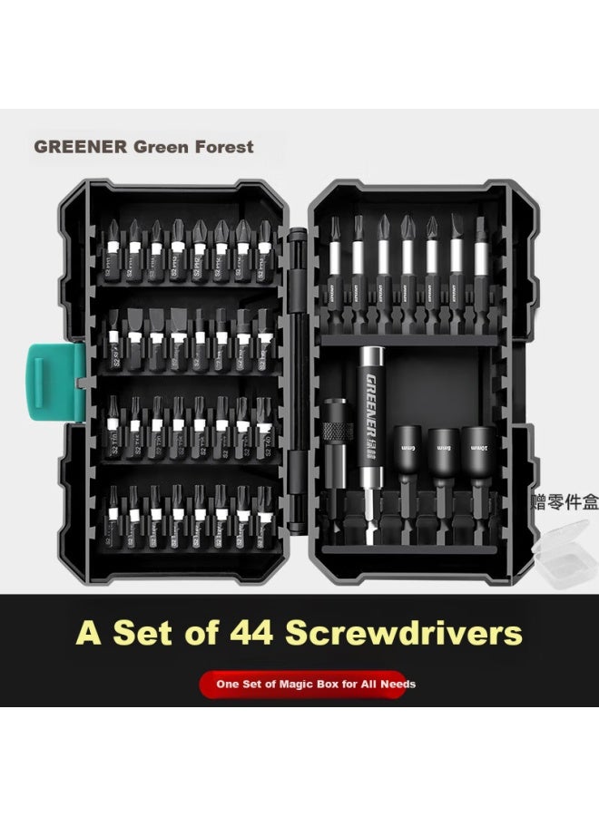 Greener 44-piece Cross Impact Screwdriver Bit Set, Magic Box Kit For Home Use, Hexagonal Star Hand Drill, Versatile Impact Driver - Image 1