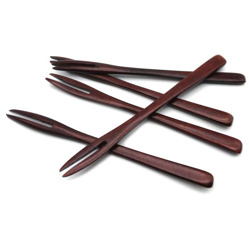 5 Pack Wooden Forks for eating Desserts Chips Snacks Cereal Salad Fruit Ecofriendly Japanese Wood Salad Dinner Fork Tableware Dinnerware for Kids Adult