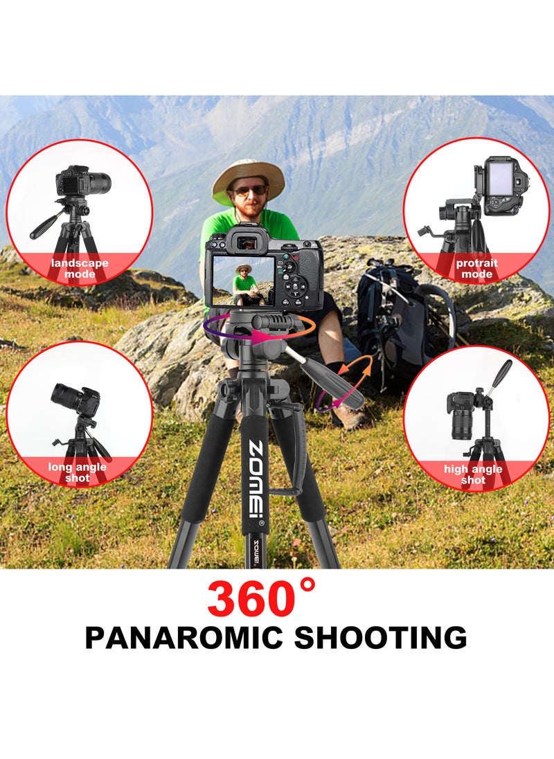 Zomei - Q188 Portable Tripod,  Extendable Phone Tripod, Camera Stand With  Bluetooth and Remote control set , Mobile Stand for Making Video,black - Image 1
