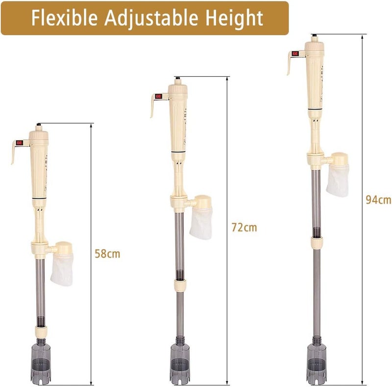 كلاراكو منظف حصى حوض السمك من كلاركو، منظف حصى حوض السمك الكهربائي الأوتوماتيكي، مضخة سيفون تعمل بالبطارية، مغير مياه لحوض السمك - Image 2
