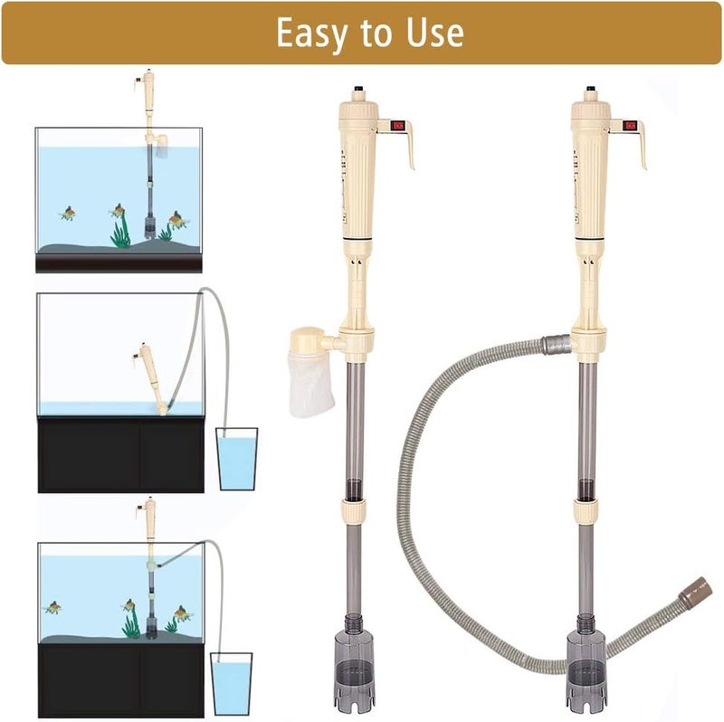 كلاراكو منظف حصى حوض السمك من كلاركو، منظف حصى حوض السمك الكهربائي الأوتوماتيكي، مضخة سيفون تعمل بالبطارية، مغير مياه لحوض السمك - Image 5