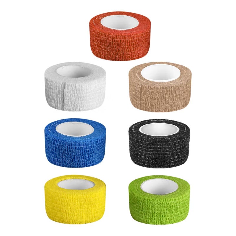 Tattoo Grip Cover Wrap - 7pcs 2.5 cm x 2 m Disposable Cohesive Tattoo Grip Tape Wrap Elastic Bandage Rolls Self-Adherent Tape for Tattoo Machine Grip Tube Accessories, Sports Tape - Image 1
