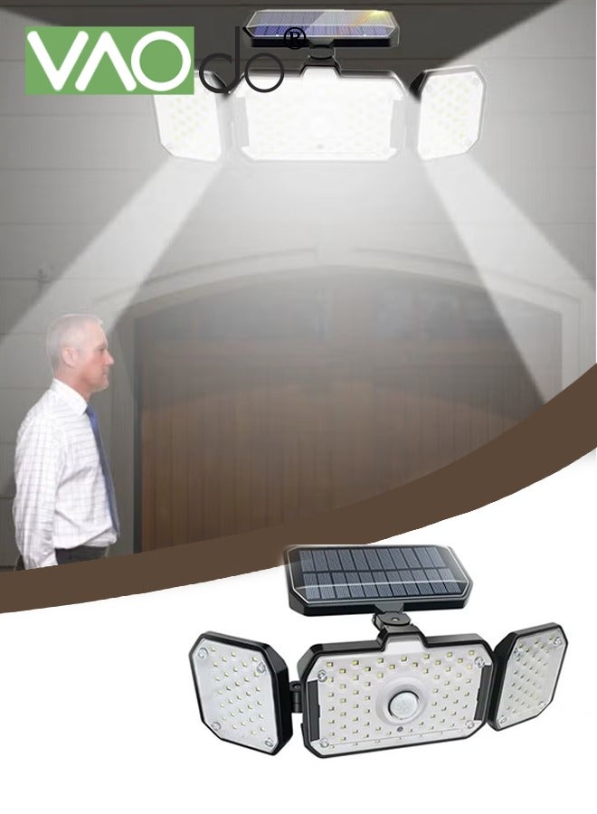 فاو دو مصباح استشعار الحركة في الهواء الطلق، مصابيح LED تعمل بالطاقة الشمسية، مصابيح إضاءة LED، مصابيح حائط متعددة الزوايا قابلة للدوران لمداخل فناء المرآب في الهواء الطلق، مقاومة للماء IP65، 3 أوضاع إضاءة قابلة للتعديل - Image 1