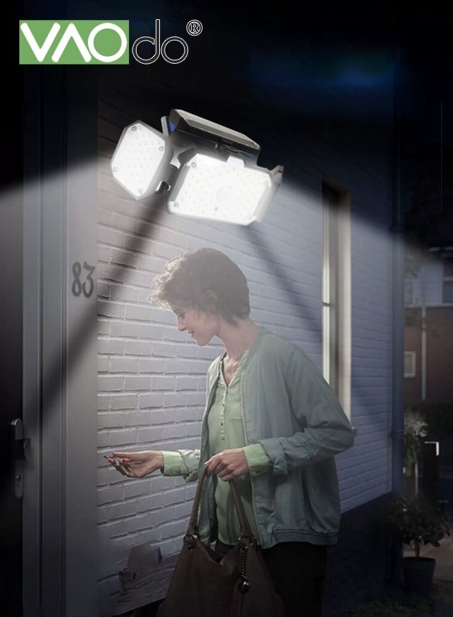 فاو دو مصباح استشعار الحركة في الهواء الطلق، مصابيح LED تعمل بالطاقة الشمسية، مصابيح إضاءة LED، مصابيح حائط متعددة الزوايا قابلة للدوران لمداخل فناء المرآب في الهواء الطلق، مقاومة للماء IP65، 3 أوضاع إضاءة قابلة للتعديل - Image 4