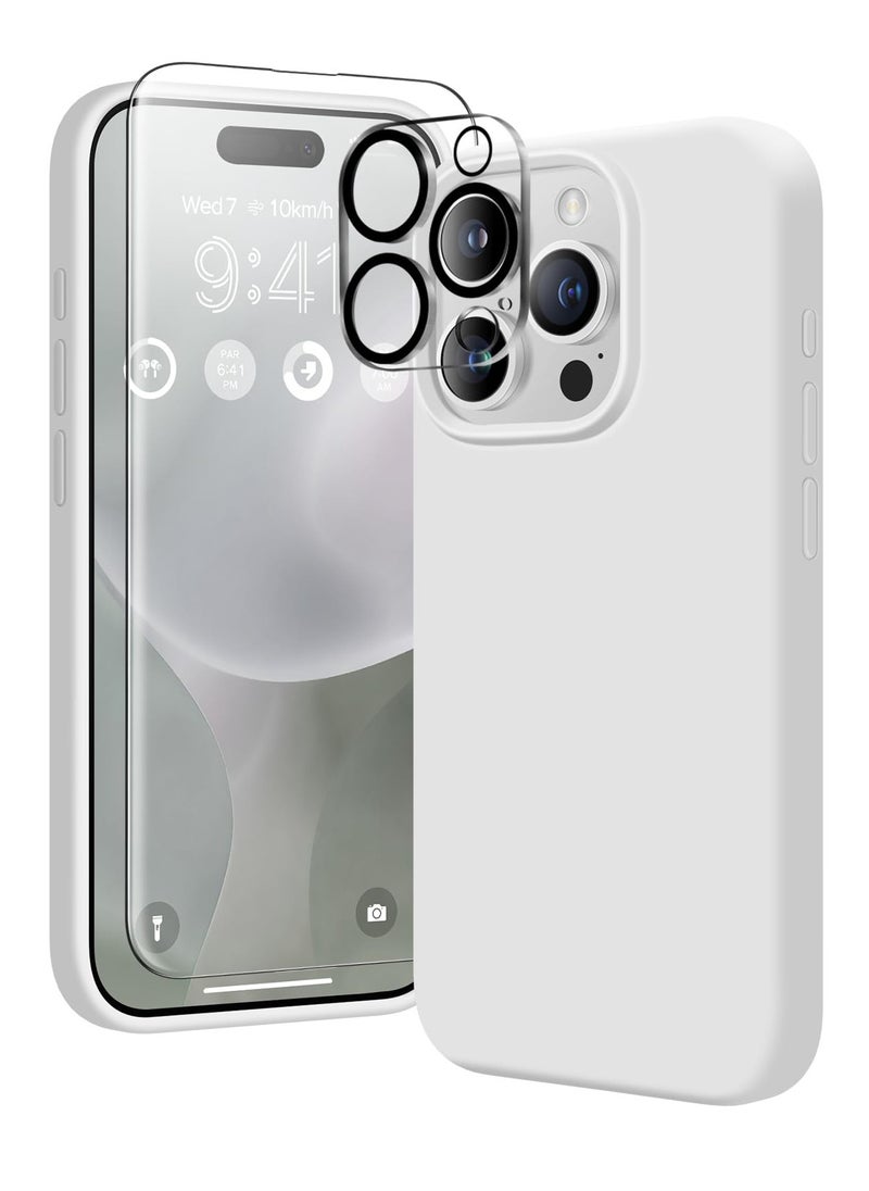Houmt - iPhone 15 Pro Case Cover with 1Pcs Camera Protection and 1 Pcs Screen Protector Compatible with iPhone 15 Pro Liquid Soft Silicone Inside Microfiber Lining Slim Thin Protective Cover - Image 1