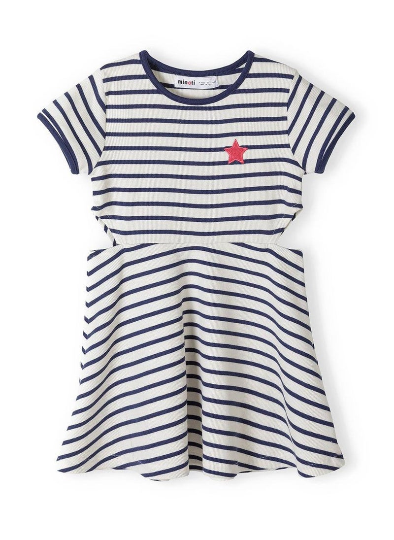 مينوتي فستان بناتي مخطط بتفصيل نجمة حمراء - Image 2