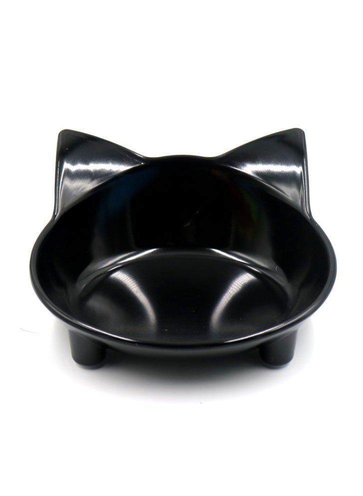 وعاء ماء وطعام للقطط والكلاب، وعاء بلاستيكي مرتفع - وعاء طعام وإطعام مائل للطعام الجاف والرطب والماء للمنزل والخارج، أسود - Image 1