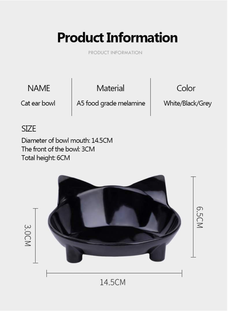 وعاء ماء وطعام للقطط والكلاب، وعاء بلاستيكي مرتفع - وعاء طعام وإطعام مائل للطعام الجاف والرطب والماء للمنزل والخارج، أسود - Image 2