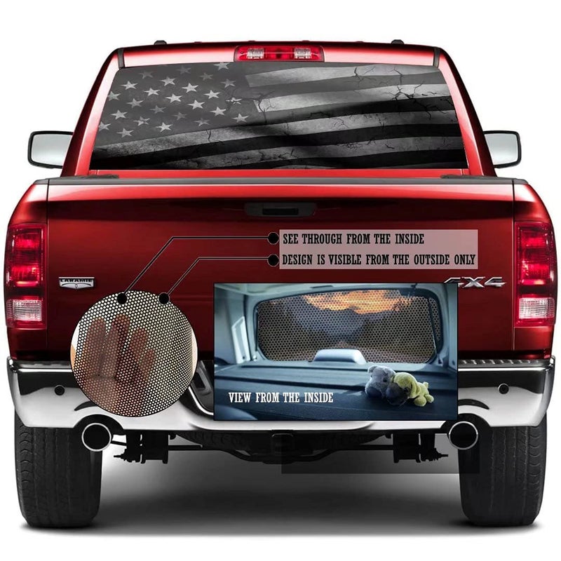 MLGB Black & White American Flag Car Rear Window Sticker Decoration,Perforated Window Film Decals for Truck Back Windshield,Scratch Hidden Car Stickers,Decor for Car - Image 2