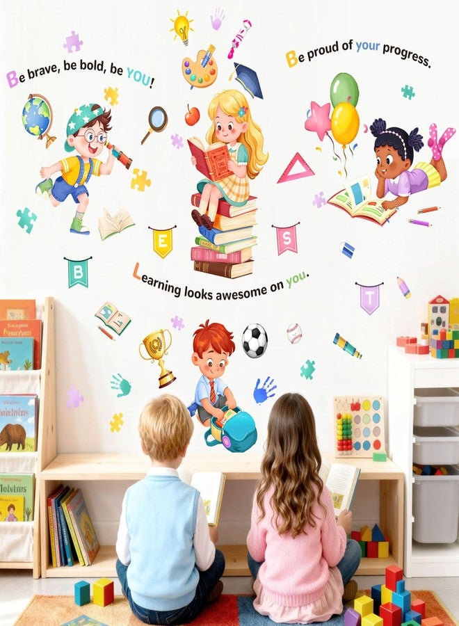 Supzone Educational Reading Corner Wall Decals Inspirational Quotes Motivational Positive Saying Wall Stickers - Baby Nursery Kids Room Daycare School Classroom Decor - Image 1