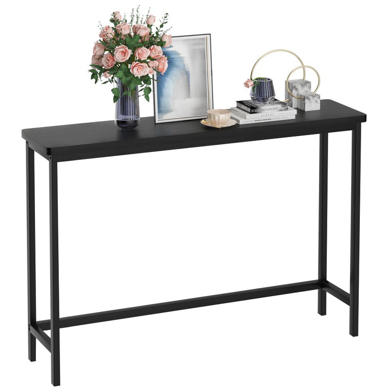 VASMIA Console Table, Entryway Table, Narrow Sofa Table, 39" Bamboo Hallway Table for Entryway, Living Room, Bedroom, Foyer, Black - Image 1