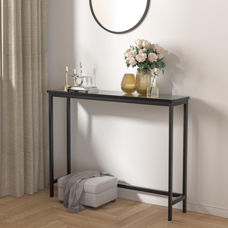 VASMIA Console Table, Entryway Table, Narrow Sofa Table, 39" Bamboo Hallway Table for Entryway, Living Room, Bedroom, Foyer, Black - Image 3