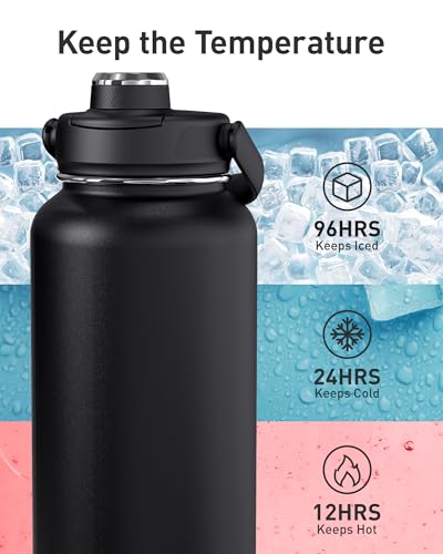 TOURIT 24 oz Insulated Water Bottle Stainless Steel Sports Water Bottles With Top Handle DoubleWall Travel Thermal Water Flask BPA Free Leakproof Water Bottle for Sports and Travel Lilac Purple - Image 3