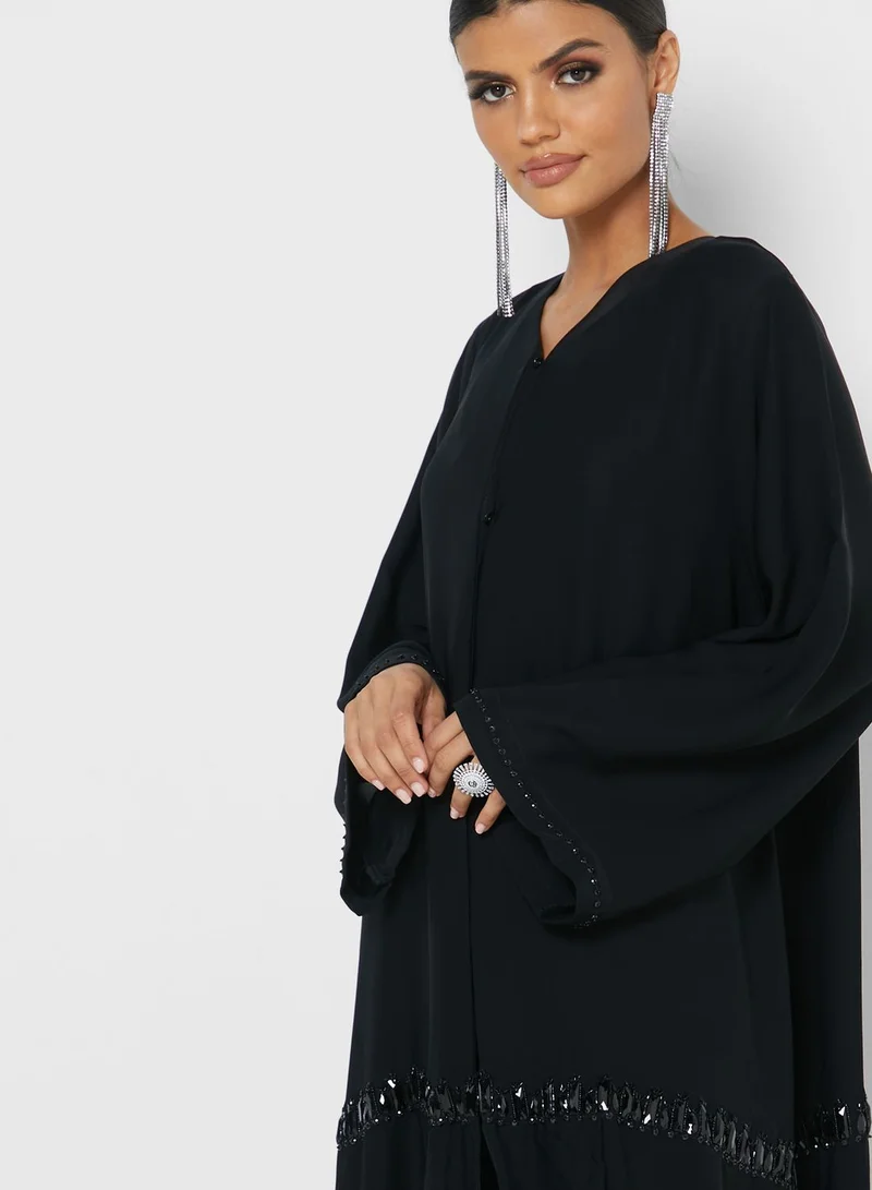 hayas closet Sequin Detail Abaya