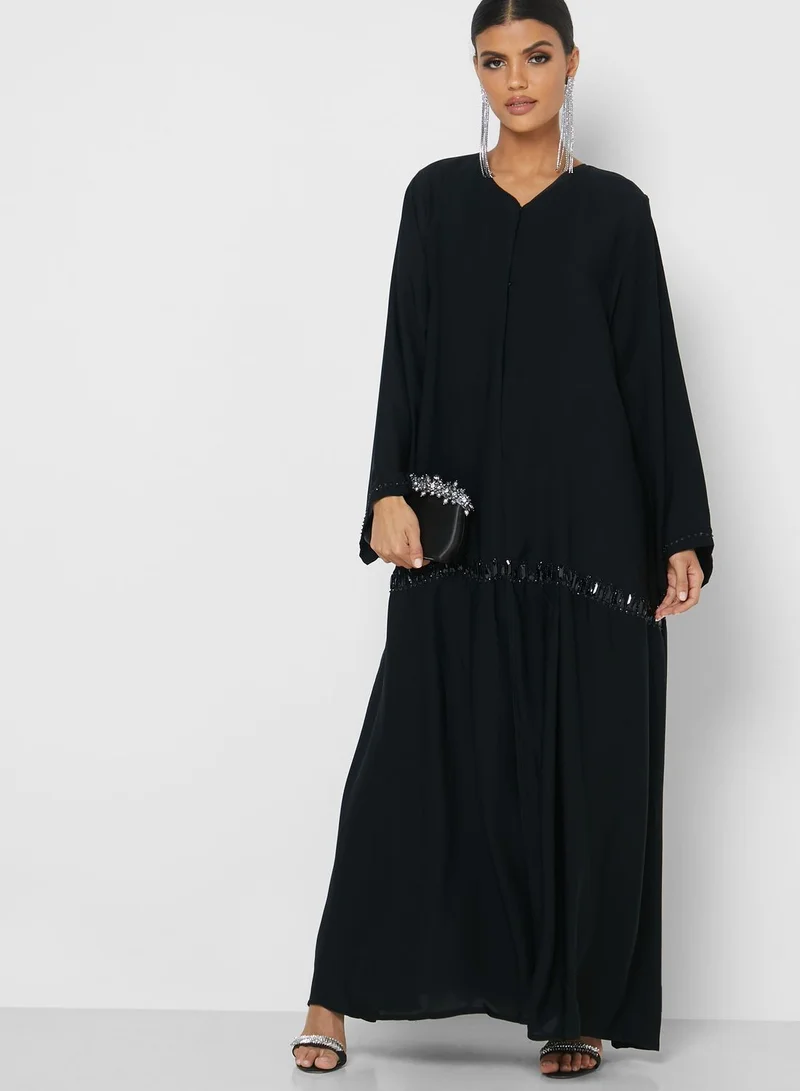 hayas closet Sequin Detail Abaya
