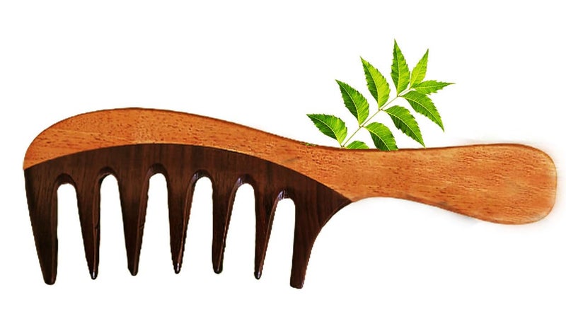 Rufiys Wooden Curly Hair Wide Tooth Comb Neem Wood Curly Hair Comb for Women Men Hair Growth Anti Dandruff Detangler Comb NEEMCOMBPACK OF 3 - Image 2
