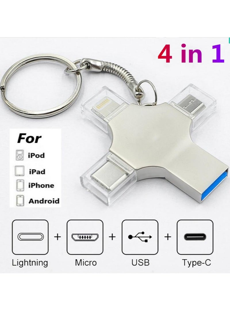 Mobile phone USB flash drive Type C 4 in 1 for Apple iPhone Huawei Android 4 in 1 USB flash drive 64G - Image 1
