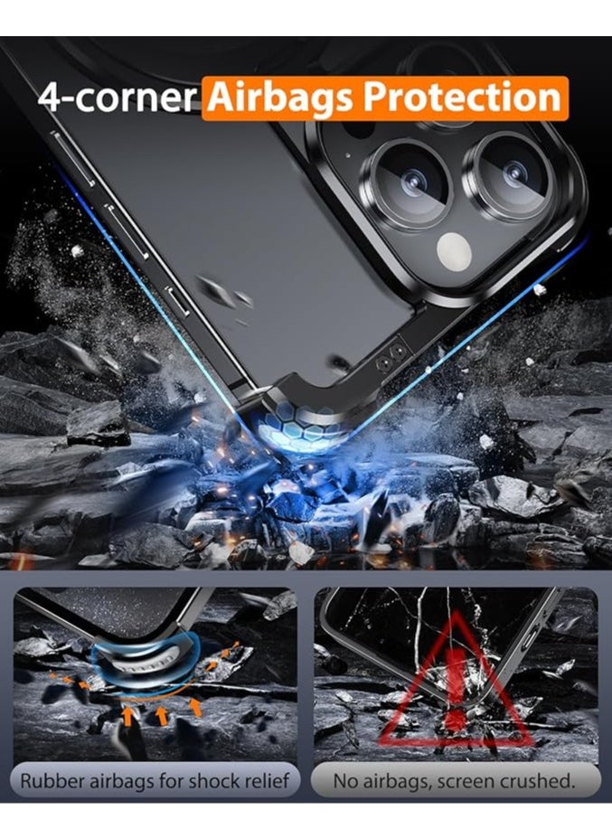 جنرال - غلاف تيتانيوم طبيعي بدون إطار لهاتف iPhone 15 Pro Max / 15 Pro / 15 Plus / 15 مع قاعدة Magsafe، تصميم أقل حواف وزنها خفيف معدني صلب صدمات فائق النحافة - Image 1