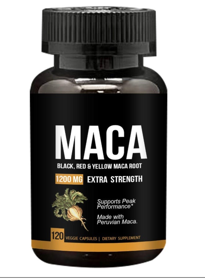 Natgrown Maca Root Capsules 1200mg Extra Strength – Black, Red & Yellow Peruvian Maca Blend – Energy, Hormone Balance & Performance Support – 120 Veggie Capsules - Image 1