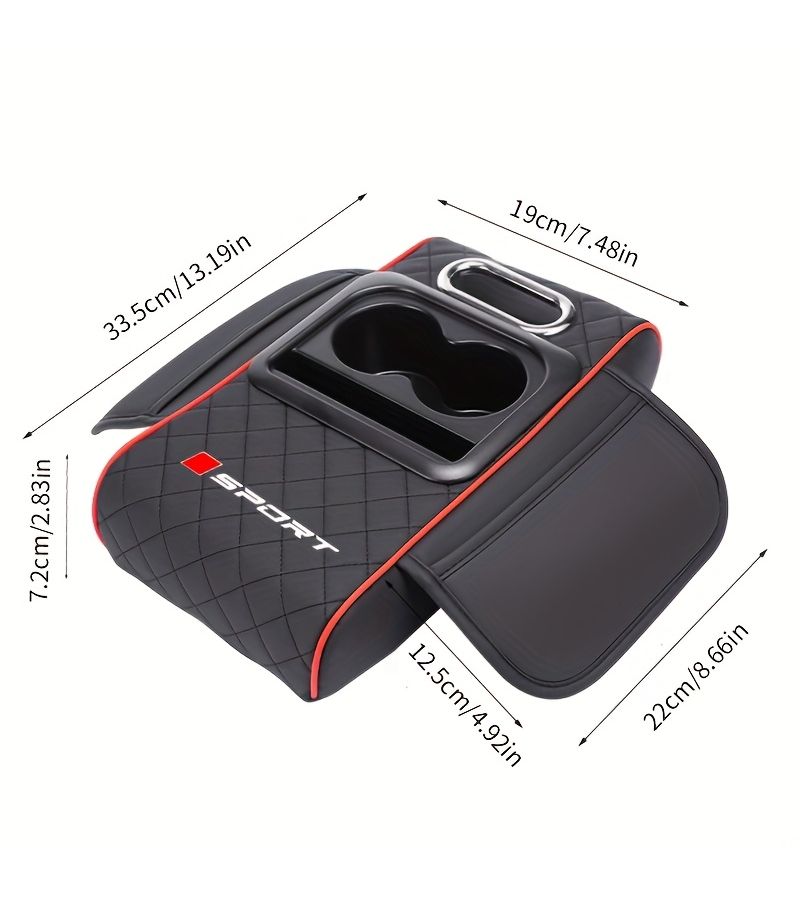 Car and Truck Armrest Box With Cup Holders Black PU Leather Four in One - Image 2