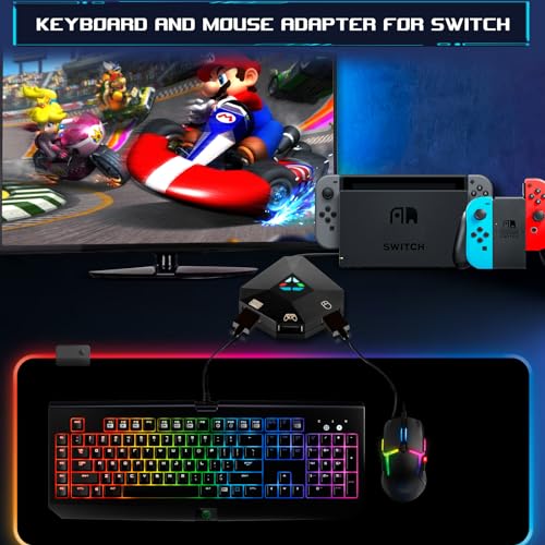 Arvin Keyboard and Mouse Adapter for Nintendo Switch/PS4/PS3/Xbox One/Xbox 360 Consoles, Switch Adapter Support Custom Mapping & Mouse Sensitivity Adjustment, Wired Keyboard and Mouses Converter - Image 3