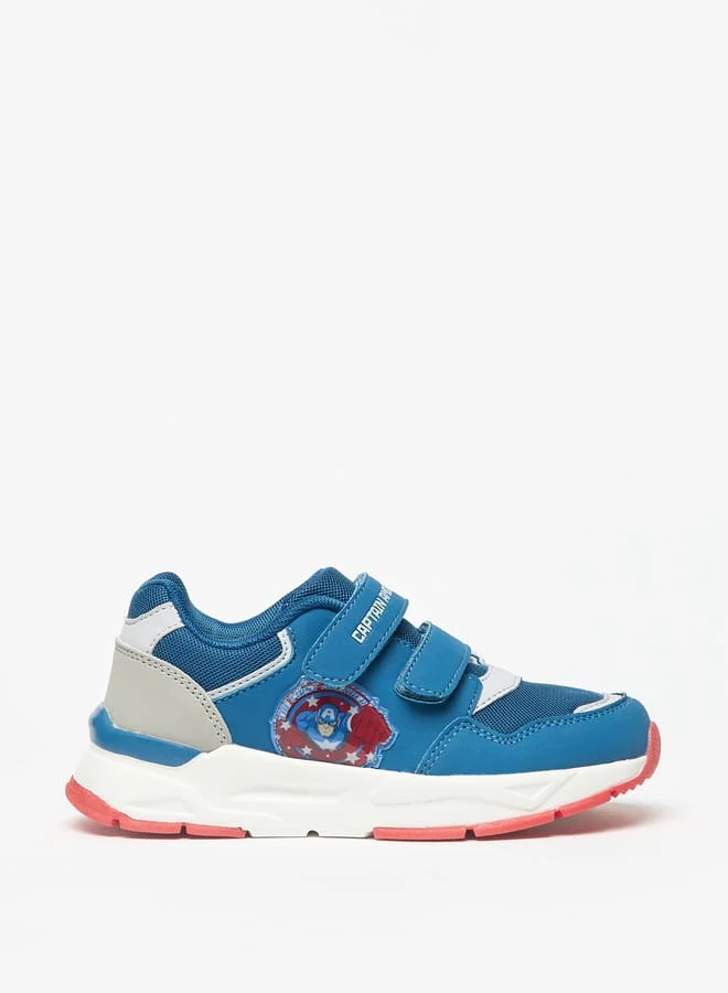 MARVEL Marvel Captain America Print Sneakers with Hook and Loop Closure