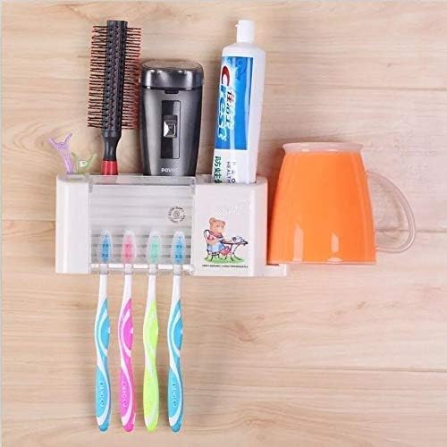 Inditradition Wall Hanging Toothbrush Toothpaste Holder | Multipurpose Bathroom Accessory Organizer (Plastic, White) - Image 2