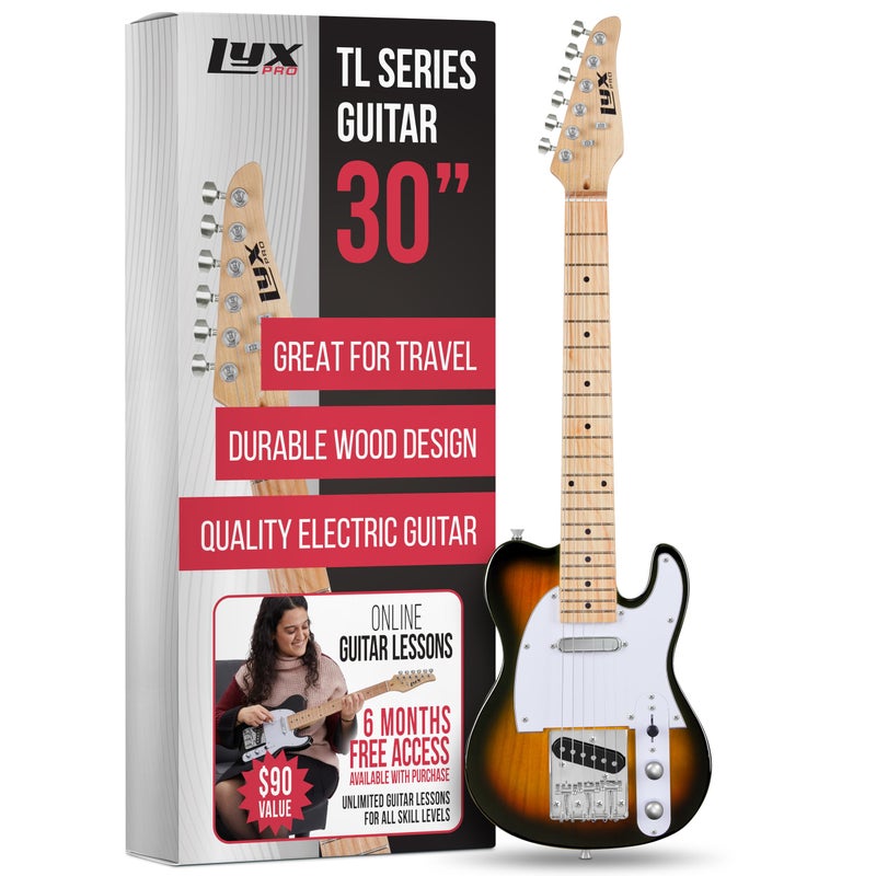 LyxPro 30 Electric Guitar TL Series FullSize Paulownia Wood Body 3Ply Pickguard CShape Neck Ashtray Bridge Quality Gear Tuners 3Way Switch VolumeTone Controls 2 Picks Included Sunburst - Image 2