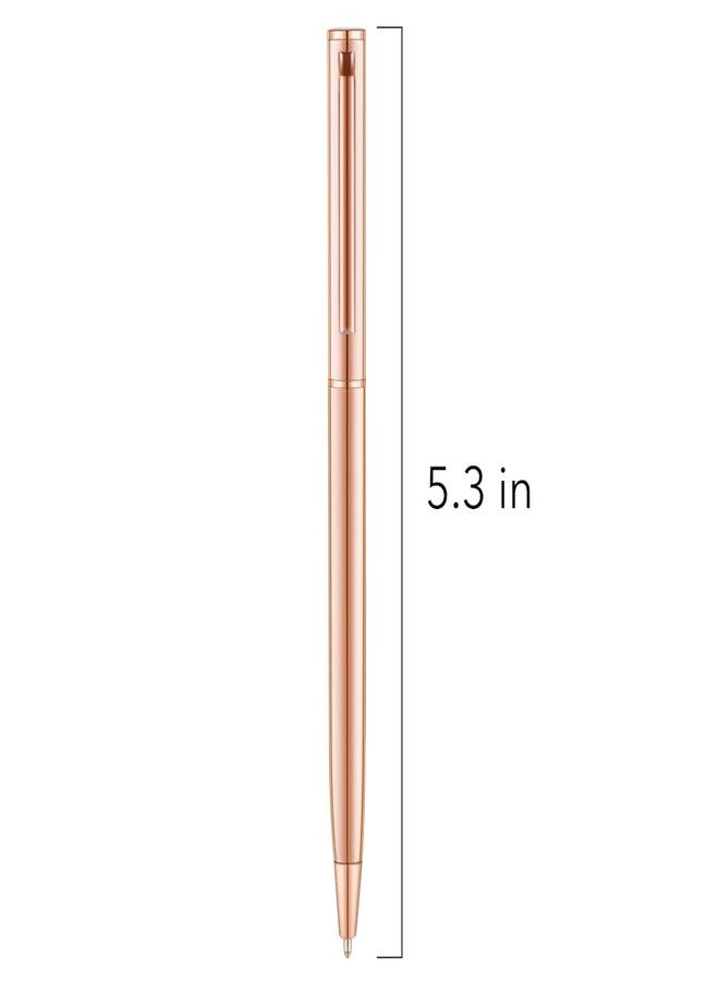 Unibene Slim Metallic Retractable Ballpoint Pens - Rose Gold, Nice Gift for Uniform Office Students Teachers Wedding Christmas, Medium Point(1 mm) 6 Pack-Black ink - Image 3