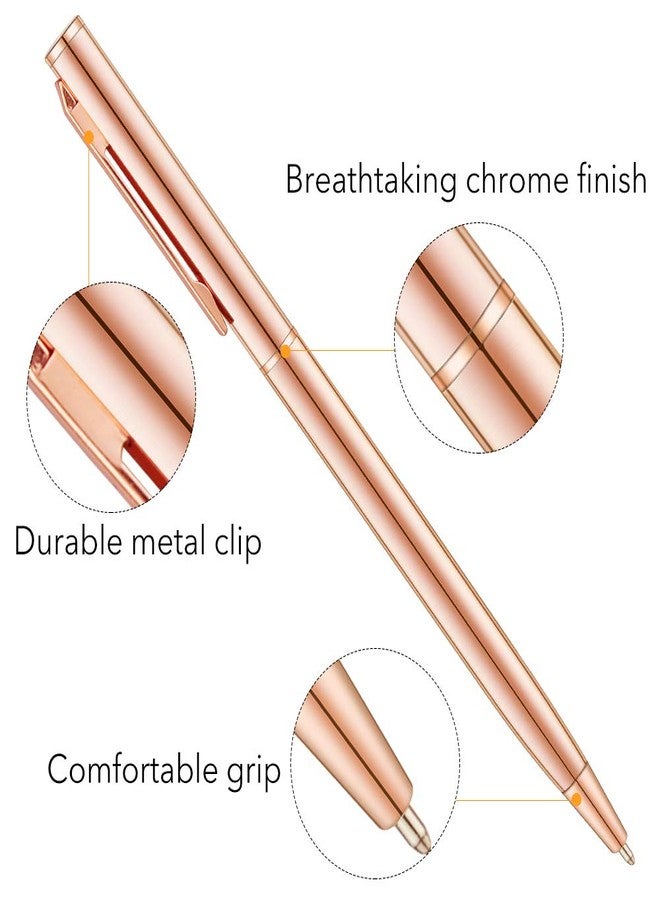 Unibene Slim Metallic Retractable Ballpoint Pens - Rose Gold, Nice Gift for Uniform Office Students Teachers Wedding Christmas, Medium Point(1 mm) 6 Pack-Black ink - Image 4