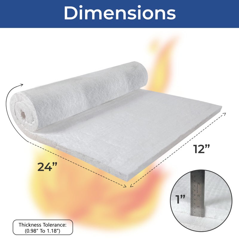 Simond Store Ceramic Fiber Insulation Blanket, 4# Density 2400F, 1" x 12"x 24â€ Fireproof Insulation for Fireplace, Forge, Furnace, Kiln, Wood Stove, Pizza Oven - Image 2