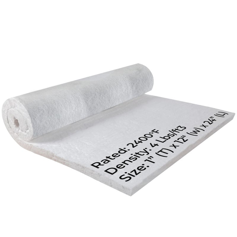 Simond Store Ceramic Fiber Insulation Blanket, 4# Density 2400F, 1" x 12"x 24â€ Fireproof Insulation for Fireplace, Forge, Furnace, Kiln, Wood Stove, Pizza Oven - Image 1