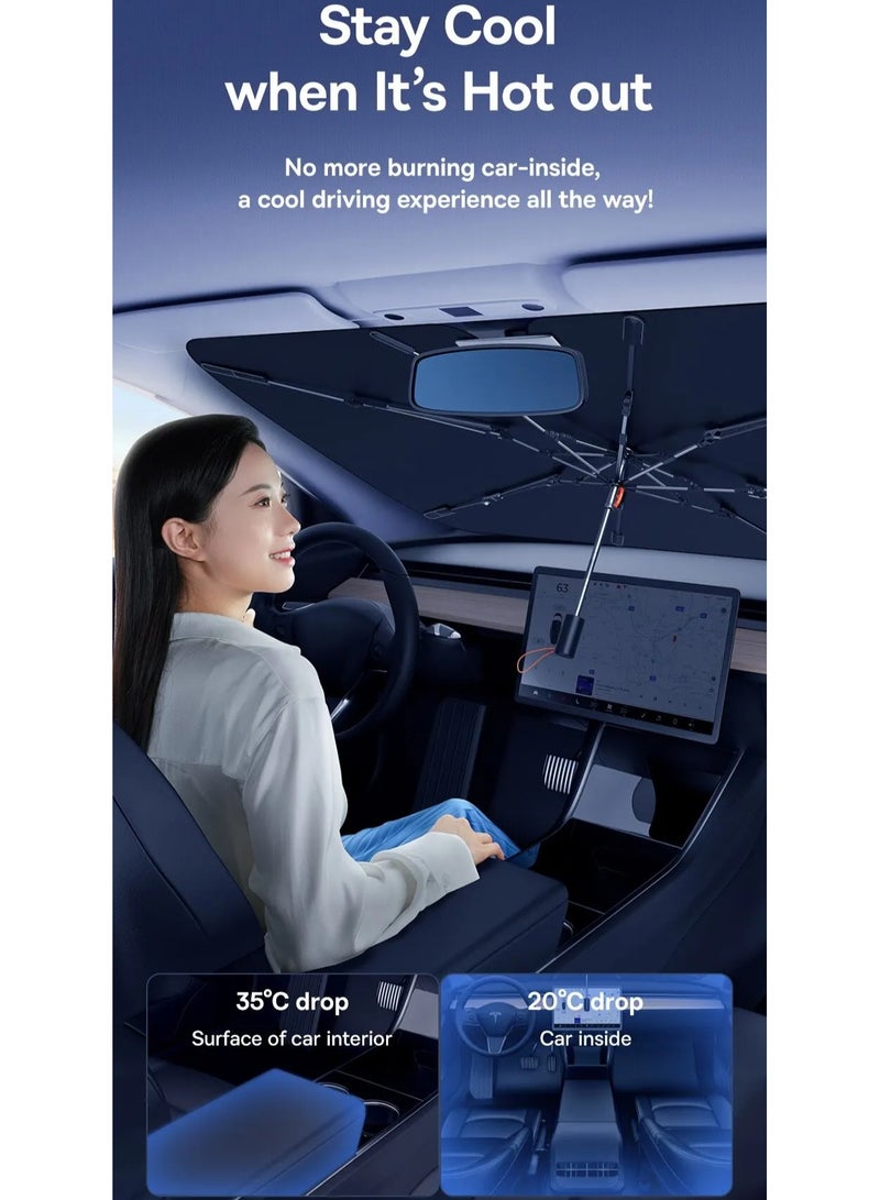 Baseus Baseus Double Layer Car Windshield Sunshade Foldable Handle UV Protection Window Sun Shade 141x76cm - Image 4