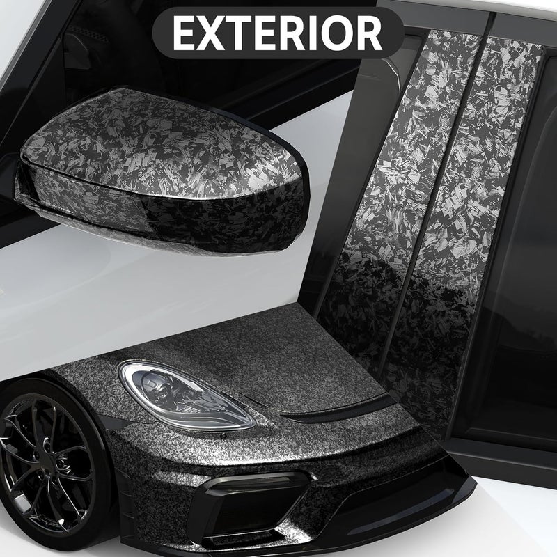 Foneso Forged Carbon Fiber Vinyl Wrap, Gloss Crushed Stone Car Wrap Vinyl Film Easy Installation with Air Release Technology Auto Car Sticker Decal Sheet - Image 2