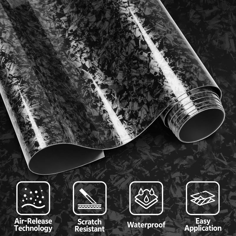 Foneso Forged Carbon Fiber Vinyl Wrap, Gloss Crushed Stone Car Wrap Vinyl Film Easy Installation with Air Release Technology Auto Car Sticker Decal Sheet - Image 5
