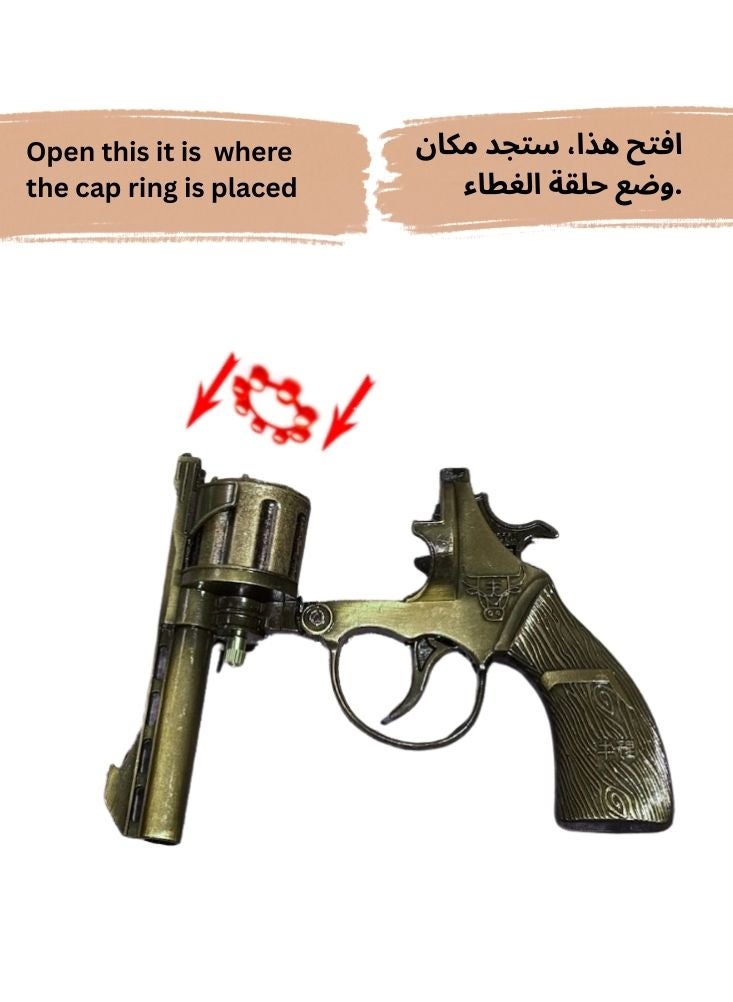 بريميم لعبة مسدس بثمانية طلقات بلاستيكية على شكل أقراص - مسدس كلاسيكي الطراز مع 72 غطاءً حلقيًا للطلقات - Image 4