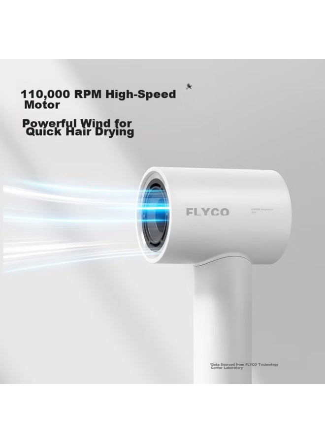 Flyco High-speed Hair Dryer, Valentine's Day Gift, For Home And Dorm Use, Portable, Quick-drying, Noise-reducing, Negative Ion Hair Protection, Powerful Blowing, Fh6370, Bright Moon White - Image 2