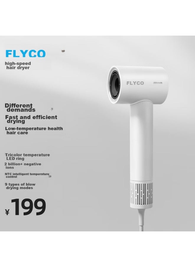 Flyco High-speed Hair Dryer, Valentine's Day Gift, For Home And Dorm Use, Portable, Quick-drying, Noise-reducing, Negative Ion Hair Protection, Powerful Blowing, Fh6370, Bright Moon White - Image 1