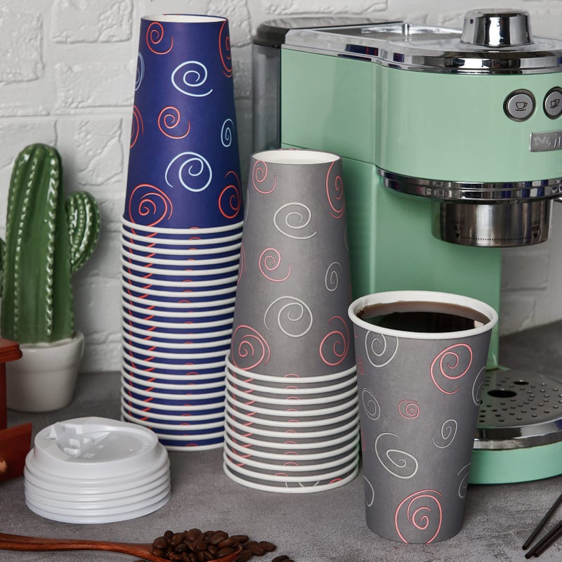 TV TOPVALUE 100 Pack 20 oz Paper Cups  Disposable Coffee Cups with Lids and Straws  Drinking Cups for Water  Coffee  Tea  Hot Coffee Cups for Home  Shops and Cafes - Image 5