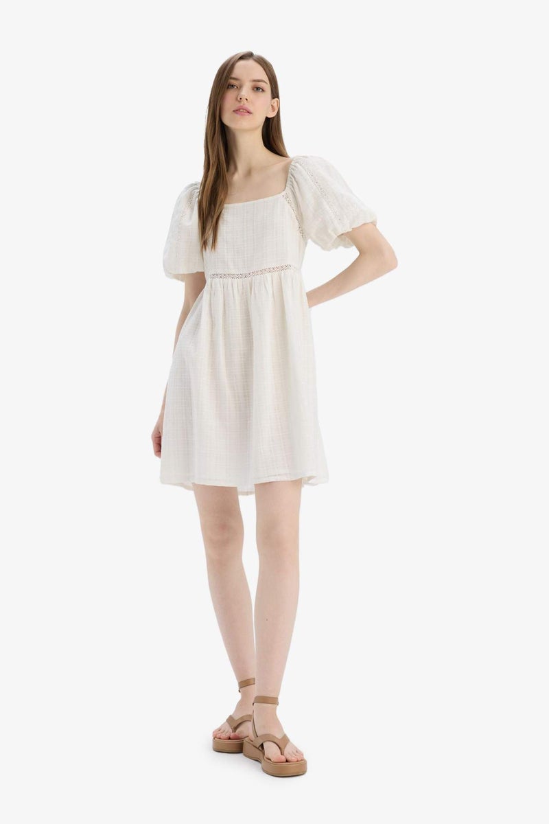 DeFacto Square Collar Cotton Mini Dress - Image 4