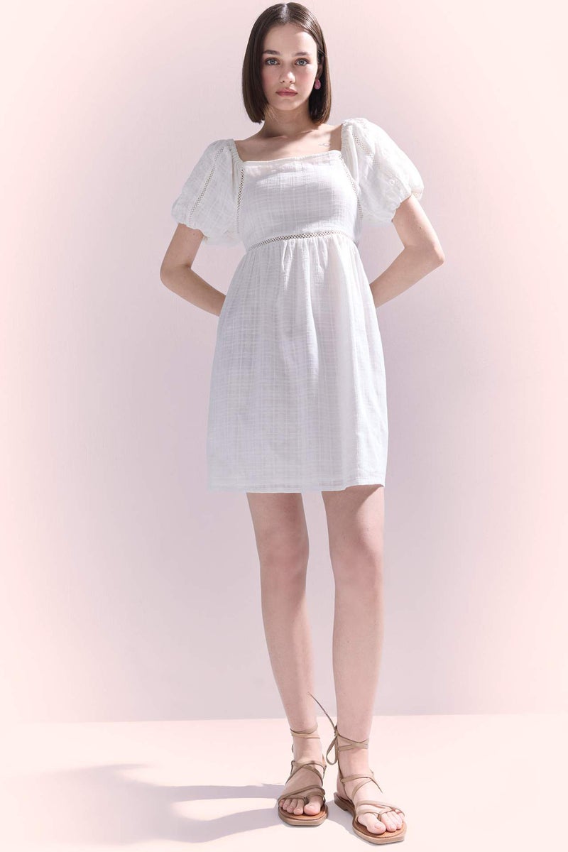 DeFacto Square Collar Cotton Mini Dress - Image 1