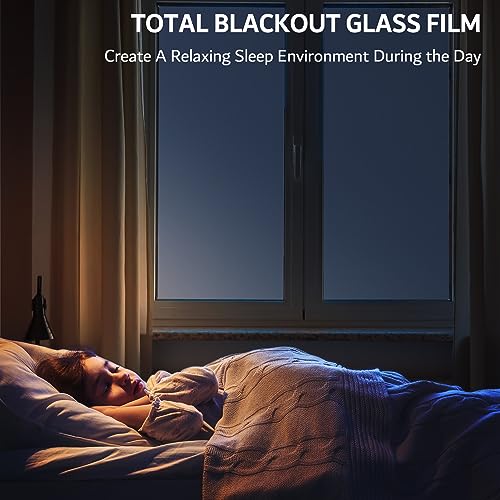 FEOMOS White Total Blackout Window Film, Static Cling Blackout Window Clings, 100% Light Blocking Film, Room Darkening Window Cover for Privacy Day Sleep Sun Blocking 17.3x78.7 inches - Image 3