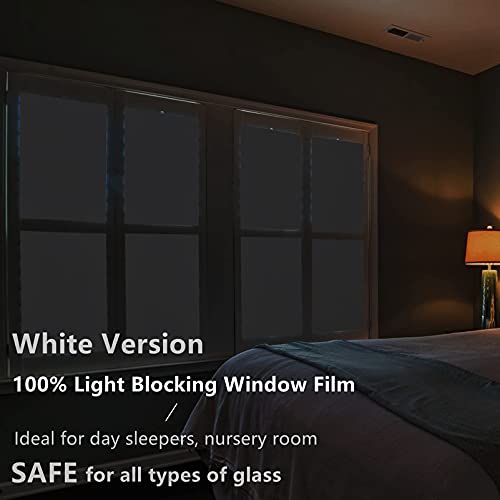 FEOMOS White Total Blackout Window Film, Static Cling Blackout Window Clings, 100% Light Blocking Film, Room Darkening Window Cover for Privacy Day Sleep Sun Blocking 17.3x78.7 inches - Image 2