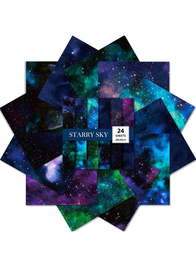 Bluejw 24 Large-size Starry Sky Material Paper Creative Dream Collage Background Decoration DIY Tearable Hand Account Material Paper - Image 1