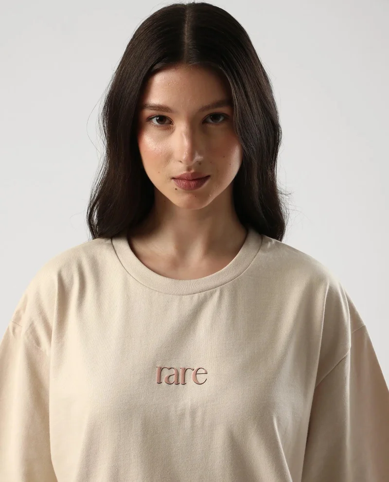 Rareism Women's Oversized T-Shirt With Back Graphic Print