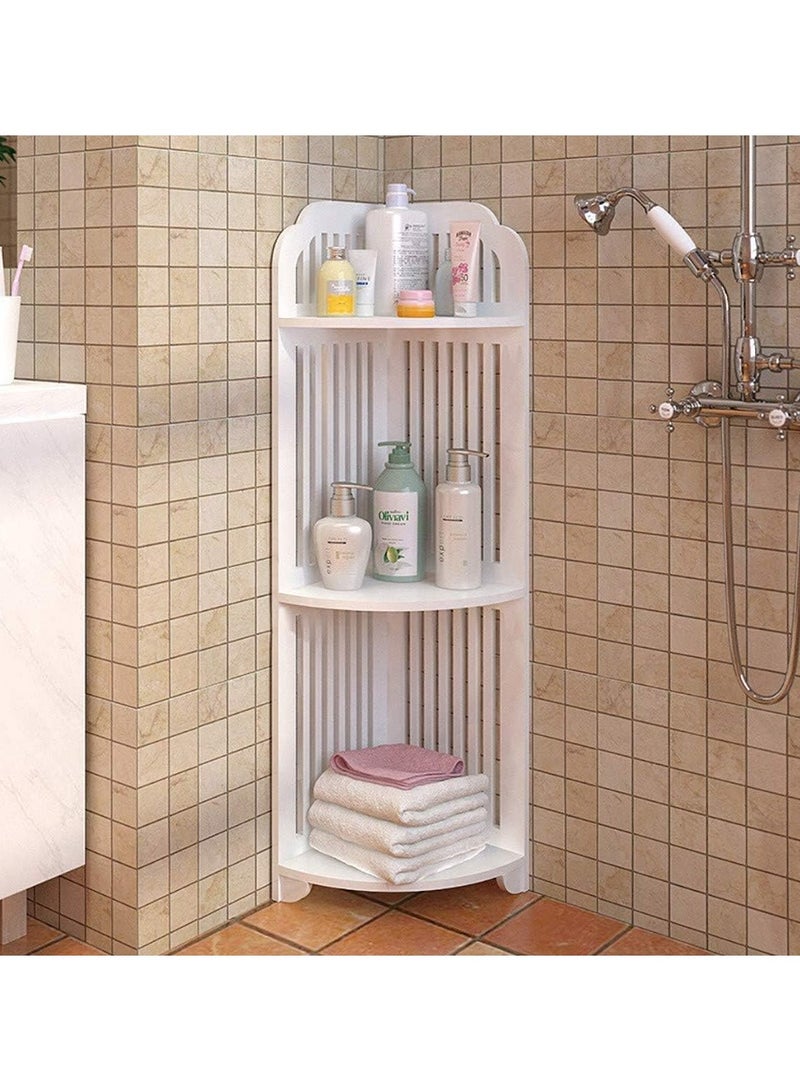 LINGWEI Bathroom Corner Shelf Organizer Freestanding Toilet Paper Holder Stand, 3-Tier Storage Rack for Small Spaces - Image 2