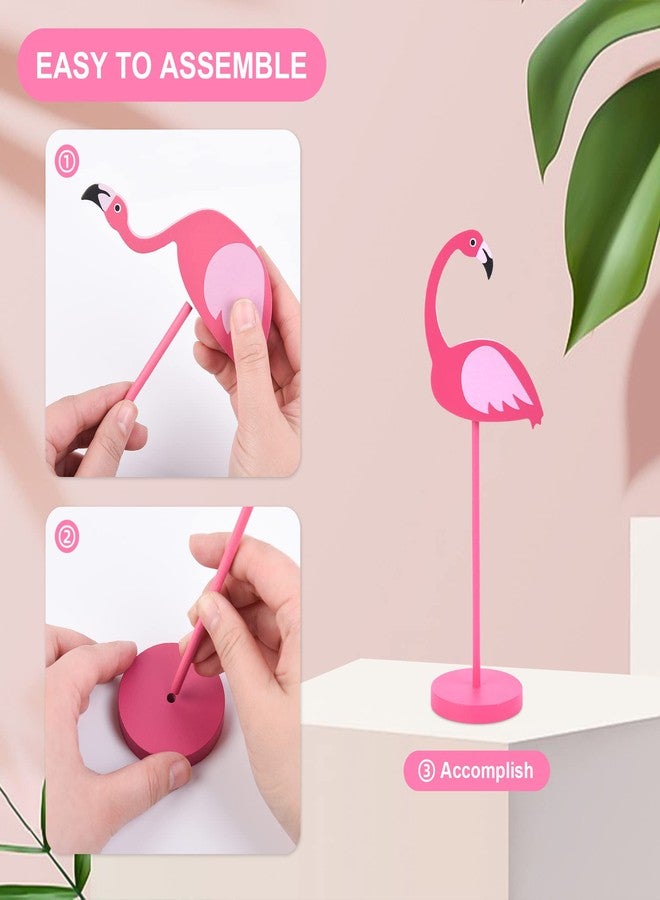 AimFun 4Pcs Flamingo Wood Tall Standing Block Set Christmas Pink Flamingo Table Sign Tropical Bird Table Centerpieces Toppers for Home Office Desk Tier Tray Decor Party Supplies - Image 5