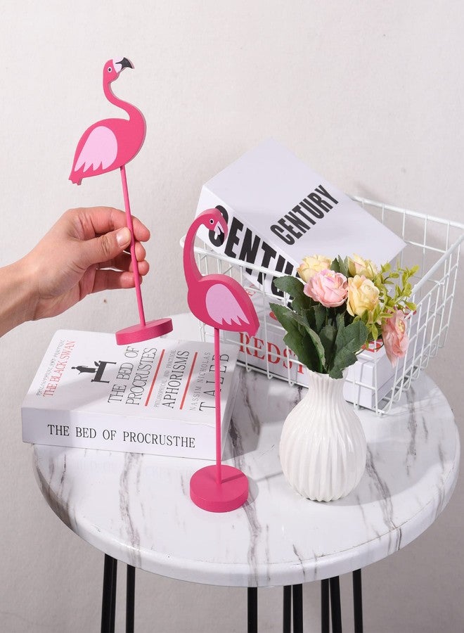 AimFun 4Pcs Flamingo Wood Tall Standing Block Set Christmas Pink Flamingo Table Sign Tropical Bird Table Centerpieces Toppers for Home Office Desk Tier Tray Decor Party Supplies - Image 3