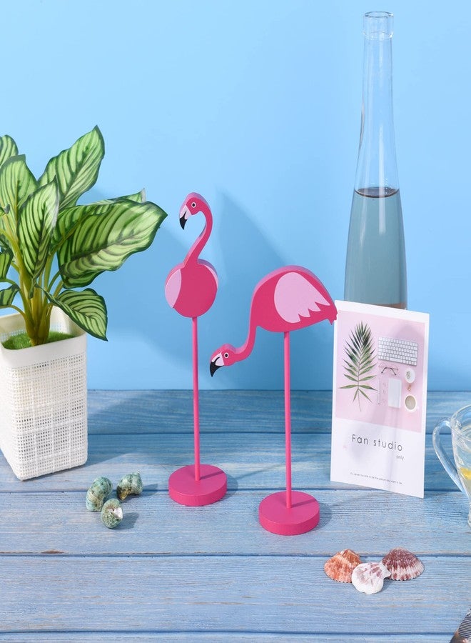 AimFun 4Pcs Flamingo Wood Tall Standing Block Set Christmas Pink Flamingo Table Sign Tropical Bird Table Centerpieces Toppers for Home Office Desk Tier Tray Decor Party Supplies - Image 4
