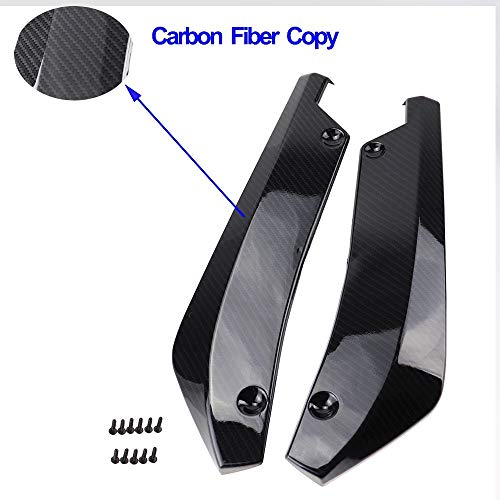 Banwinoto Rear Bumper Diffuser Universal Car Side Fender Skirt Lip Splitter Canard Protector 1 Pair Carbon Fiber/Black (Carbon Fiber Color) - Image 3